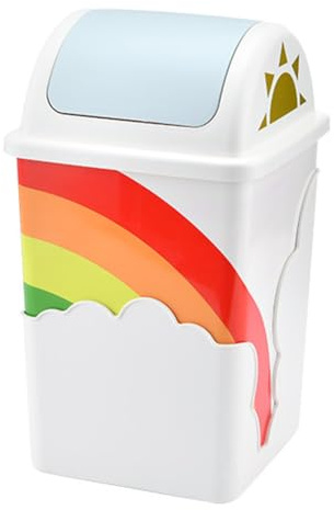 PRETYZOOM 1Stk Regenbogen-Mülleimer Abfalleimer mit Schwingdeckel für Küche, Büro, Waschküche, Garage, Werkstatt, Badezimmer