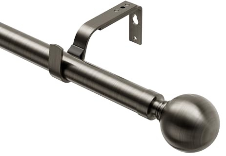 Extendable Curtain Rods 76-350cm, Dia 25mm Splicing Adjustable Curtain Pole with 60mm Metal Ball Finials for eyelet curtains, Heavy Duty Drapery Rods for Bedroom, Living room, Office