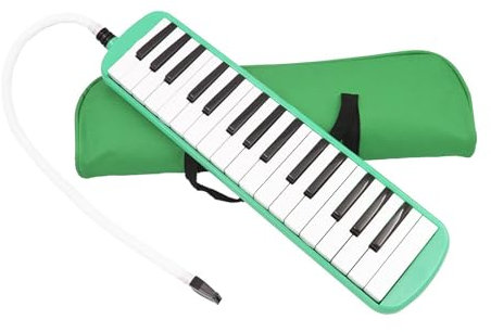 SHUAIGUO 32 Klavier-Tasten Melodica Musikerziehung Instrument für Anfänger Kinder Kinder Geschenk mit Tragetasche Grün