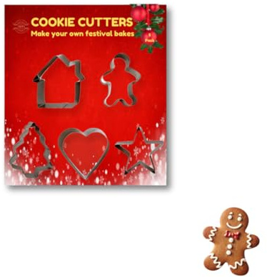 ARCUS Christmas Cookie Cutter Set - 5 Pieces - Stainless Steel - Gingerbread Man, House, Heart, Star, Xmas Tree Cutouts Included - Cooking Baking Arts & Crafts Family Fun