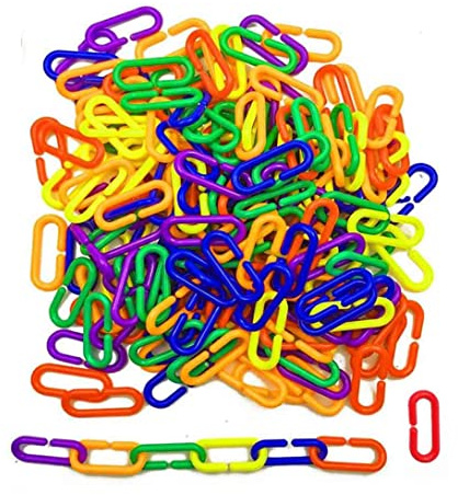 Plastic C-Clips Hooks Colorful Plastic C-Clips Hooks Chain Link Toy C-Links Sugar Glider Rat Bird Toy 100Pcs,Parrot C-Clips Hooks,Plastic C-Clips Hooks