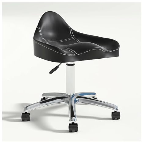 SBCGFY Ergonomischer Sattelhocker mit Rädern, hydraulisch drehbarer Rollhocker, höhenverstellbar, für Klinik, Zahnarzt, Schönheitssalon, Tattoo, Home Office(Schwarz)