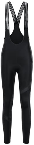 Santic Fahrrad-Trägerhose Damen Lang mit Sitzpolster Reflektierend Superelastisch Atmungsaktives Netzgewebe Radsport Leggings