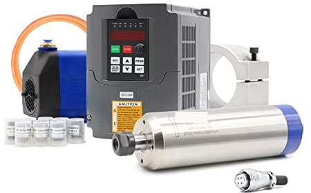 Kit motore mandrino CNC, 2.2kw ER20 D80 Mandrino raffreddato ad acqua Tipo di pallottola Motore mandrino di raffreddamento ad acqua di lavoro in legno/pietra per fresatrice CNC(HY VFD Normal,Ceramic