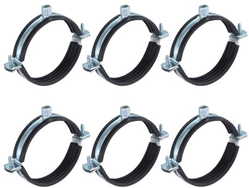 QUARKZMAN 6 Stück Rohrschelle, 100mm Rohrhalterung Wand Gerüstschellen Fallrohrschelle mit passenden Stockschrauben und Dübeln zur Rohrbefestigung und Rohrhalterung