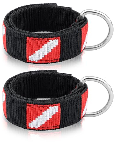 Dawitrly 2 PCS Adjustable Diving Wrist Strap with Stainless Steel D Ring