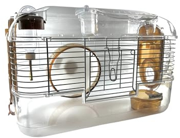 LillipHut hamsterbur – smådjurs livsmiljö med tillbehör, hållbar och kompakt design för hamstrar, gerbils och små husdjur (brun, medium)