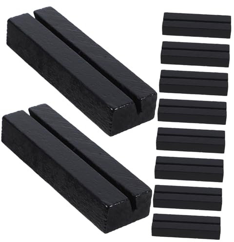 Cabilock Wooden Place Card Holders with Clip Rustic Table Name Card Display Stand and Photos 10pcs Black Wooden Memo and Photo Clips for Office and Wedding Tabletop Use