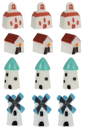 Sosoport Lot de 12 figurines miniatures en résine pour moulin à vent de jardin d'extérieur