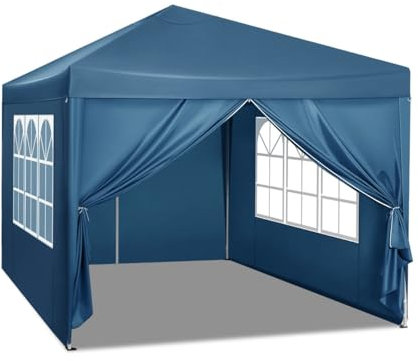 VNSMM Abris de Voiture Auvent Pliable 3 x 3 m, imperméable, Protection Solaire UV avec Sac de Transport, pavillon de Camping, abri Pare-Soleil Auvents pour Voitures(Blue)