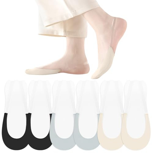 FIYIGO Women's No Show Socks, Sling Back Invisible Half Toe Topper Socks