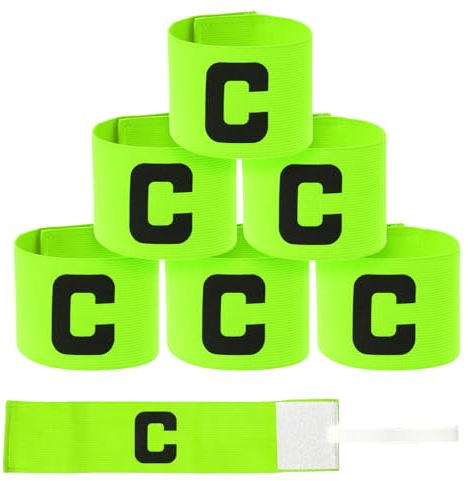 6 brazaletes de capitán, 7 x 33 cm, color negro, brazalete ajustable para capitán de fútbol, bandas deportivas para jugadores, para adultos, jóvenes, fútbol, voleibol, color verde