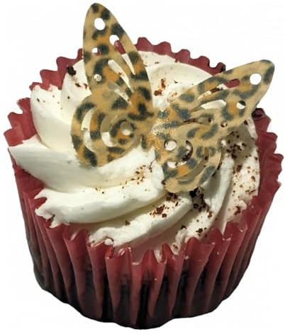 Doodylou Edible Wafer Leopard Print Butterflies, 4.5 x 3 cm, Pack of 24 | Butterfly Decorations for Cakes and Cupdakes