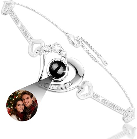 JONZIN Personalisierte Geschenke,Fotoarmband mit Eigenem Foto, Foto Projektion Armband Geschenke für Damen Freundin Paare Mama Weihnachten Geburtstagsgeschenk (Steine)