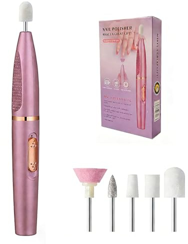 Kit professionale per unghie elettrico per unghie, 5 punte da trapano, a basso rumore e ricaricabile, per acrilico, gel, unghie naturali, manicure e pedicure, rosa