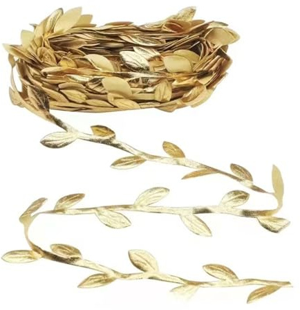 10M Gold Leaf Garland String – Artificial Vine with Gold Leaves Ribbon – Decorative Flower String for DIY Crafts, Weddings, Spring Party & Home Decor