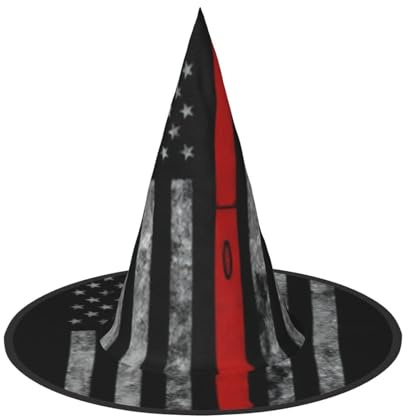 PPHGUT Sombrero de fiesta de carnaval con diseño de hacha de bombero, diseño de bandera de línea roja, para adultos, cosplay, reuniones familiares, eventos