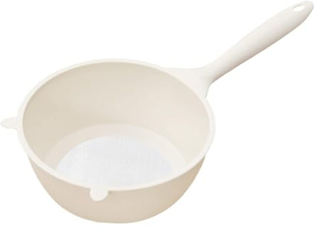VINTORKY Cesta Coladora de Plástico Grande para Lavado de Arroz y Frutas, Malla Fina, Color Crema, Multifuncional para Cocina, Escurridor Reutilizable Diseño Ergonómico, Adecuado para Uso