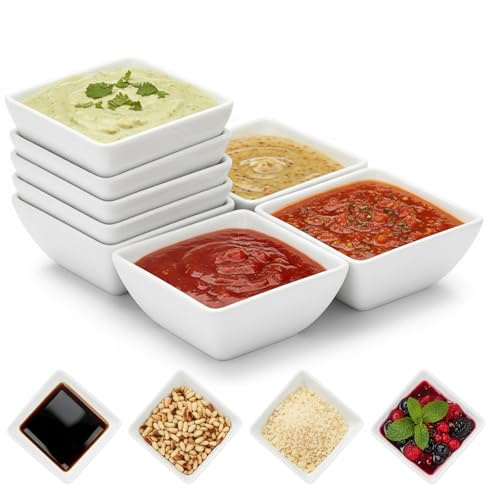 YFHUVB 8-Piece Dipping Bowls Set, 110ml Tapas Dishes for Multiple Sauces, Small Bowls for Snacks and Condiments, Dip Bowls, Kitchen Organization Solution for Home Cooking and Entertaining
