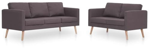 Qifoedo 2-TLG. Sofagarnitur Stoff Taupe kleine Couch 2 & 3 Sitzer Holzrahmen Rückenkissen abnehmbar 168 cm für Wohnzimmer Büro Schlafzimmer