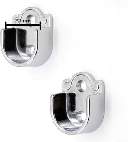 Kleiderstangen-Halterung, Zinklegierung, 2 Stück, für Kleiderstange, Wandhalterung, rundes Ende, 22 mm