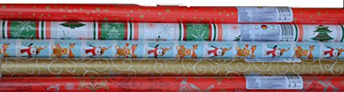 5 Rollen Weihnachtspapier Geschenkpapier Inhalt: 5 Stück Abmessung: ca. 5m x 0,70m Papiermotiv: verschieden sortiert!