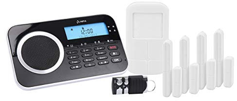 OLYMPIA Protect 9761 GSM Haus Alarm Alarmanlagen-Set mit 4 Tür-/Fensterkontakten 1 Bewegungselder und Fernbedienung, Schwarz