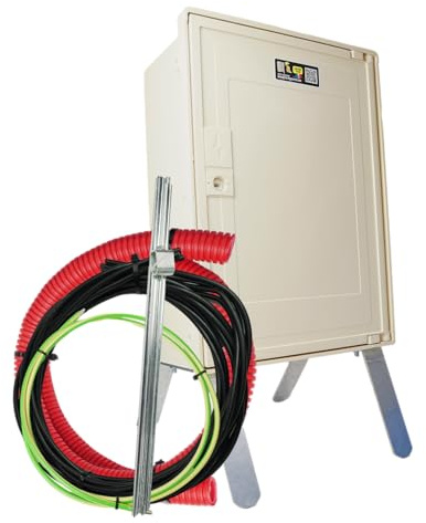 Carré Rouge - Coffret Compteur de Chantier Triphasé 30/60A, 18/36 KVA, Pack Complet 3m - Compatible Raccordement ENEDIS, Fabrication Française - 49 x 35 x 20 cm