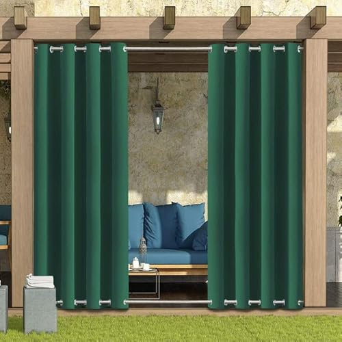 LiveGo Outdoor Vorhang Wetterfest Wasserdicht mit ösen,Outdoorvorhänge Gardinen für draußen Balkon terrasse Pavillon Aussen Outdoorvorhang Sonnenschutz Vorhänge Garten,Grün,1 Stück|132x213cm(BxH)