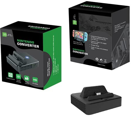 BE-LIFE Switch Docking Station, Minimalistisch, Gaming Console Dock, Passend für Nintendo Switch, USB Typ C, 2 A, 5 V, 10 W, HDMI 4K, Tragbar, Ladestation mit USB 3.0