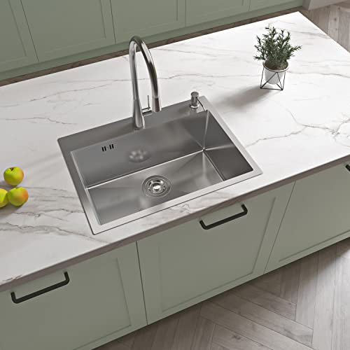 Évier cuisine 60x45x20cm 1 bac en Inox avec crépine