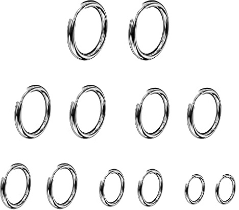 Bomtop 6 paires Anneaux Piercing Acier Inoxydable Boucles D'oreilles Hinged Percing Nez Boucle d Oreille Petite pour les Femmes Hommes 8mm-18mm
