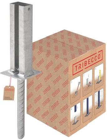 TRIBECCO Bodenhülse mit Betonanker für 60 x 40 Metall-Zaunpfosten Höhe 390 mm feuerverzinkter Riffelstahl Verankerung für Zaun- und Doppelstabmatten-Vierkantrohrpfosten