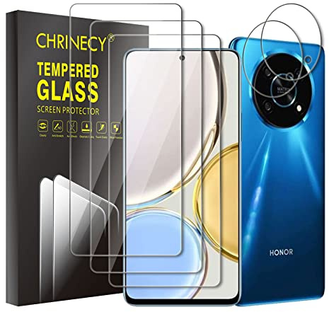 CHRINECY [3+2] 3 Piezas Protector de Pantalla para Honor Magic 4 Lite 5G con 2 Piezas Protector de Lente de Cámara,Cristal Vidrio Templado,9H Dureza,Anti-Arañazos,Alta Definición,Transparente | 3 protectores de pantalla y 2 protectores de cámara, dureza 9H, antiarañazos, HD transparente, sin burbujas, antiaceite