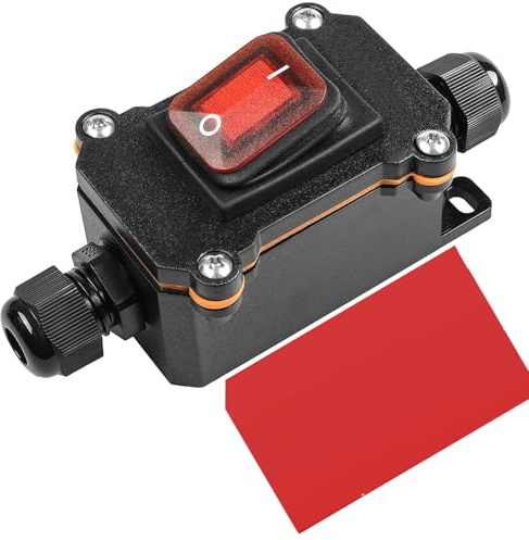 Gebildet Commutateur de Cordon en Ligne Interrupteur à Bascule étanche DPST 20A-12VDC/16A-24VDC/20A-125VAC/16A-250VAC IP66 Boîte Etanche à Double Trou Ouvert Entrée Bilatérale (LED Rouge)