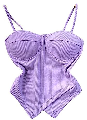 Corset Mujer,Corsé Sobre El Busto Para Mujer Delgado Irregular Recortado Top Lila Estiramiento Sin Espalda Correa De Espagueti Corsé Bustier Casual Y2K Camisola Body Shaper Corsé De Lencería, Xs