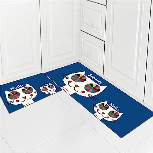 Gatos encantadores Kitty Pattern 2 Pcs Alfombras de Cocina Alfombras Conjuntos de alfombras de Piso Lavables Antideslizantes Alfombras de Dormitorio Conjuntos de alfombras de Dormitorio