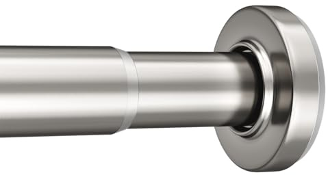 AmazerBath Nickel Spring Tension Shower Curtain Rod 31-75 Inches, 1 Inch Diameter Heavy Duty Tension Rod Rust Proof Bathroom Curtain Rod, Adjustable No Drill Easy Segmented Installation