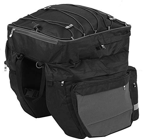 SUNGOOYUE Fahrradtasche, 3 in 1 Großes Fassungsvermögen Nylongewebe Fahrradträger Warenregal Paket Gepäckpackung mit Regenschutz, Reflektierende Streifen für Mountainbike