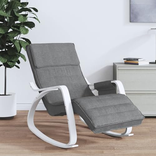 GuyAna Schaukelstuhl Dunkelgrau Stoff Rocking Chair Stillstuhl Fauteuil Scandinave