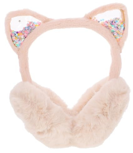 GALPADA Plüsch Ohrenwärmer für Mädchen, Katze, Beige, Wolle