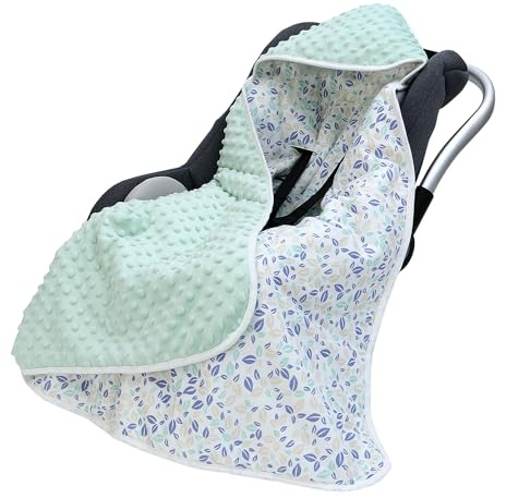 Miracle Baby Copertina Invernale Coperta Avvolgente per Ovetto 90x90cm Copertina Neonato per Seggiolino Auto e Passeggino Coperta per Bambini, Bifacciale e Morbida, Foglie