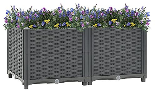 Homgoday Jardinera elevada 80 x 40 x 38 cm de polipropileno, jardinera elevada de exterior, jardinera para balcón, bancal elevada para huerto, jardinera elevada, jardinera de exterior, grandes