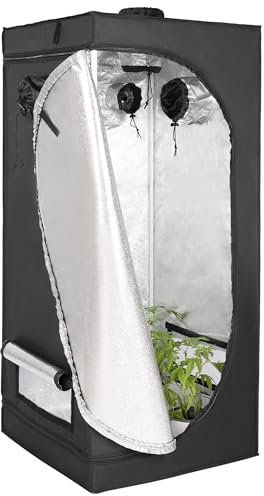 ONVAYA® Pflanzen-Zuchtzelt ǀ 60 x 60 x 140 cm ǀ lichtundurchlässig ǀ mit 5 Zugängen ǀ inkl. wasserfester Bodenschutzwanne ǀ einfacher Aufbau ǀ Indoor-Gewächshaus