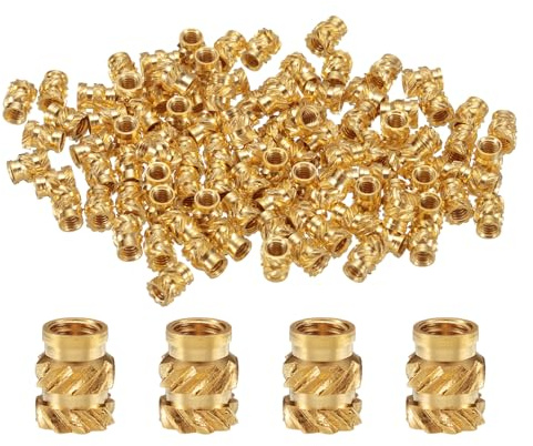 QUARKZMAN 100pcs M2.5 Inserts Filetés Écrous Moletés en Laiton Thermodurci M2.5x5mm, OD 4mm, Écrous en Laiton à Impression 3D Inserts Filetés Femelles Écrous