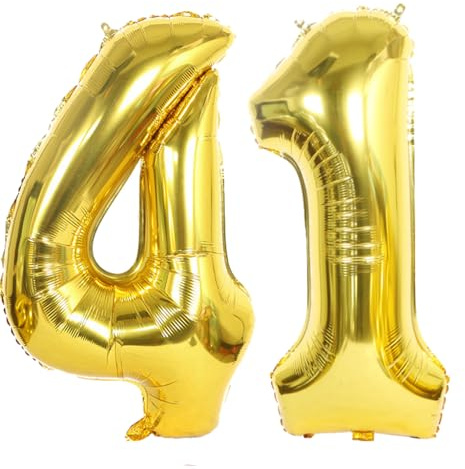 Ballons Anniversaire 41 ans Or, 40 Pouces Foil Ballon Chiffre 41 Numero 41 Anniversaire, Géant Ballon Helium Numéro 41 Or Ballons Décoration pour Femme Homme Anniversaires Fête Décoration