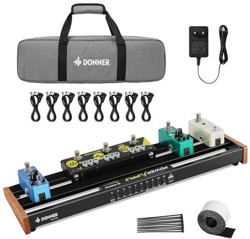 Donner Gitarrpedal med integrerad strömförsörjning, liten pedal av aluminiumlegering, 0,95 kg, 50 x 12,7 x 4,6 cm