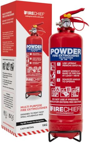 Firechief Core ABC Powder Fire Extinguisher 1kg - Small Fire Extinguisher Quick and Easy to Use - Multipurpose Use - Kitemark Certified to BS EN 3 - CXP1 Model