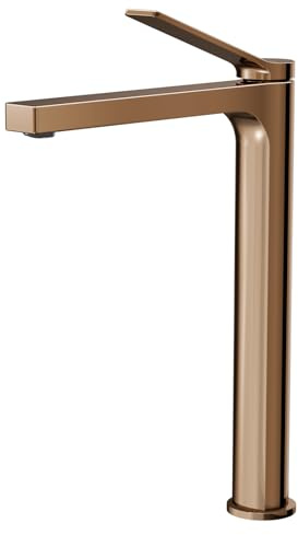EMKE Badarmatur Roségold mit Belüfter, Waschtischmischer aus massivem Messing, Keramikkartusche, einfache Installation, wassersparend, 335 x 233 x 46 mm