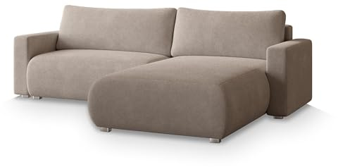Masseno Ecksofa Turin N mit Schlaffunktion L-Form, Sofa mit Bettkasten, Wohnzimmersofa, Couch, Soffa, Bettsofa, Couchgarnitur- Beige, Now OR Never 05